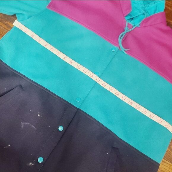 Vintage 90s Color Block Reversible Sweatshirt Windbreaker Jacket - Picture 6 of 13